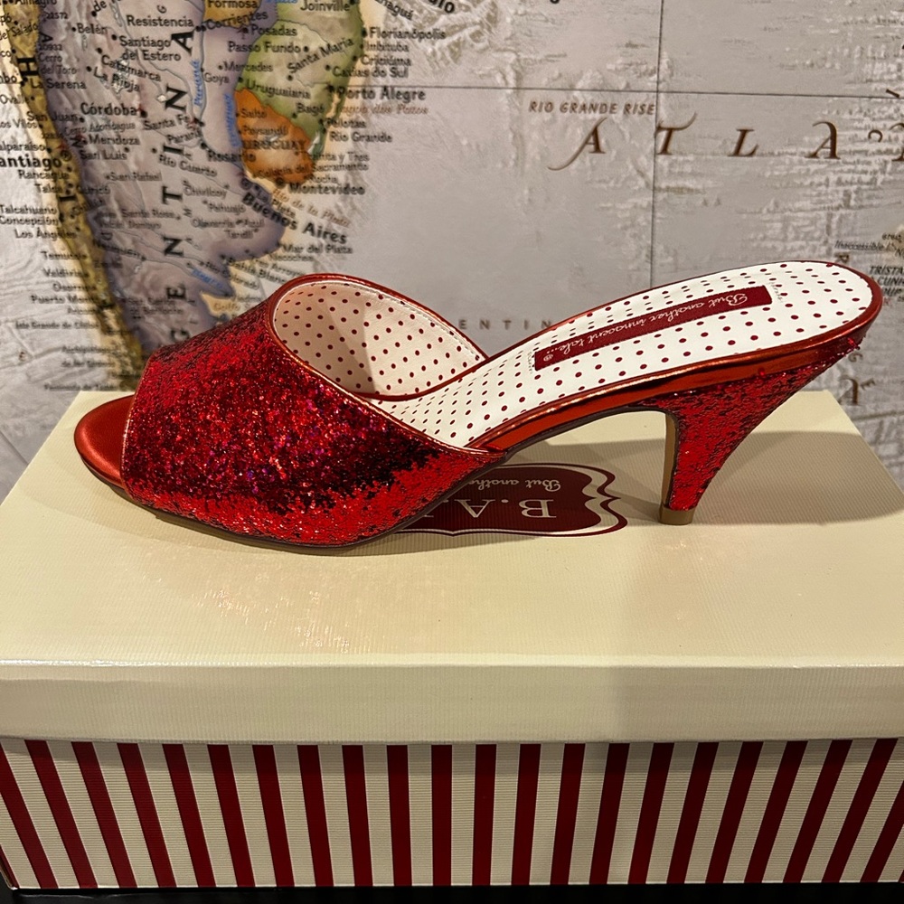 NIB BAIT footwear Red Glitter Hindi heels